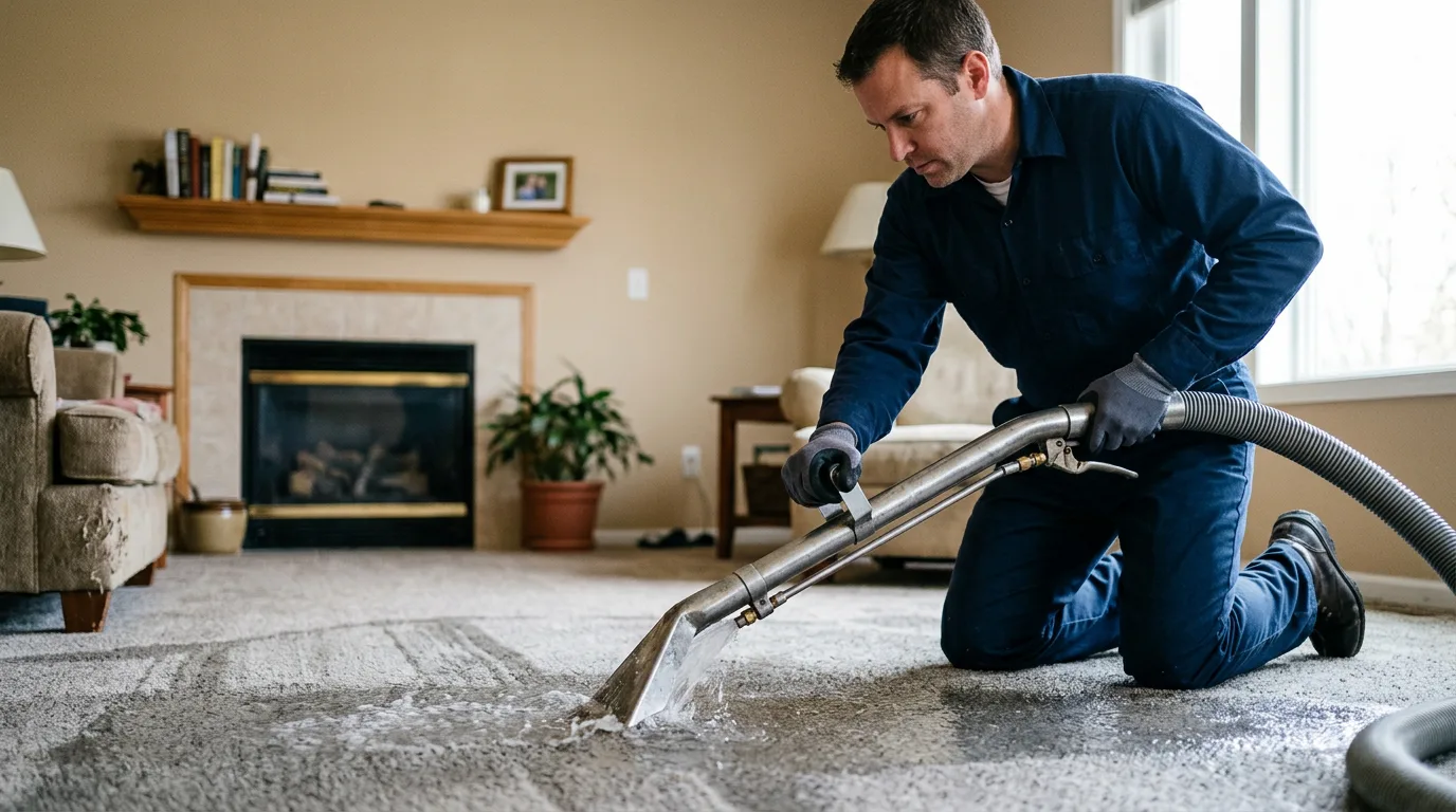 Water damage restoration technician working near Jamesport, NY